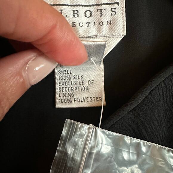 Talbots Black Silk Beaded Sequin Tiered Skirt NWT- 12 - Picture 4 of 10